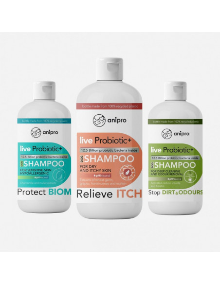 anipro Live Probiotic+ Protеct Biom - пробиотичен шампоан за кучета за защита на микробиома, 250 мл